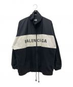 BALENCIAGAバレンシアガ）の古着「Oversized Printed Denim And Shell Jacket/デニム切替ロゴジャケット」｜ブラック