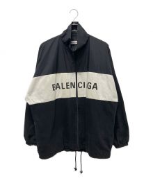 BALENCIAGA（バレンシアガ）の古着「Oversized Printed Denim And Shell Jacket/デニム切替ロゴジャケット」｜ブラック