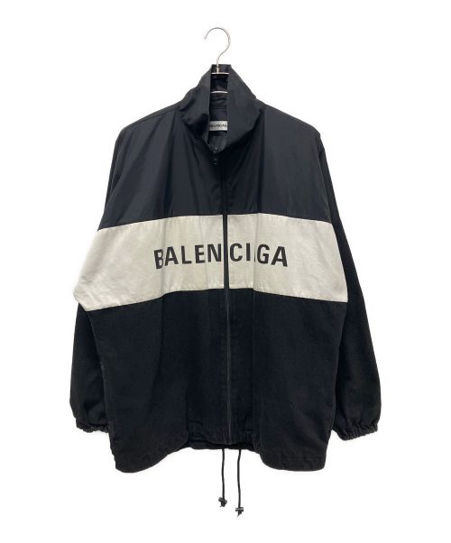 BALENCIAGA（バレンシアガ）BALENCIAGA (バレンシアガ) Oversized Printed Denim And Shell Jacket/デニム切替ロゴジャケット ブラック サイズ:34の古着・服飾アイテム