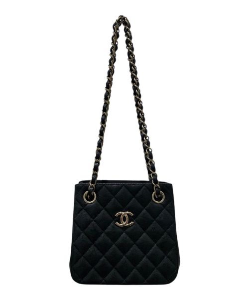 CHANEL（シャネル）CHANEL (シャネル) チェーンショルダーバケットバッグ ブラック×ゴールド金具の古着・服飾アイテム