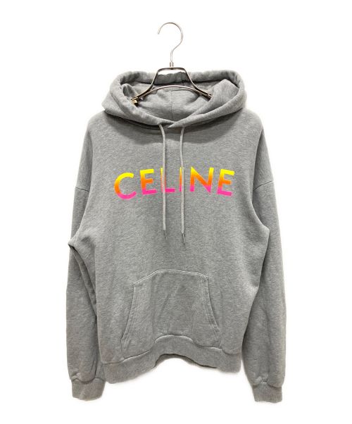 CELINE（セリーヌ）CELINE (セリーヌ) グラデーション ロゴ ルーズ フーディ グレー サイズ:XSの古着・服飾アイテム