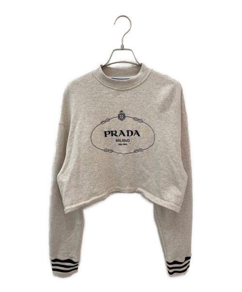 PRADA（プラダ）PRADA (プラダ) クロップドロゴスウェット ベージュ サイズ:XSの古着・服飾アイテム