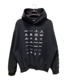 BALENCIAGA（バレンシアガ）の古着「22SS　Archives Logos Hoodie Medium Fit/アーカイブロゴプルオーバーパーカー」｜ブラック