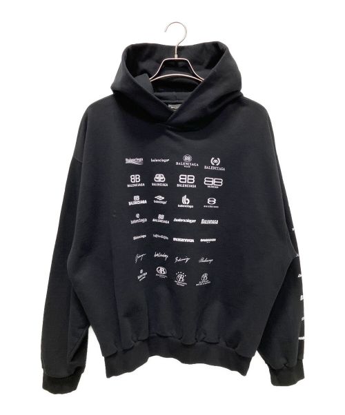 BALENCIAGA（バレンシアガ）BALENCIAGA (バレンシアガ) 22SS　Archives Logos Hoodie Medium Fit/アーカイブロゴプルオーバーパーカー ブラック サイズ:XSの古着・服飾アイテム