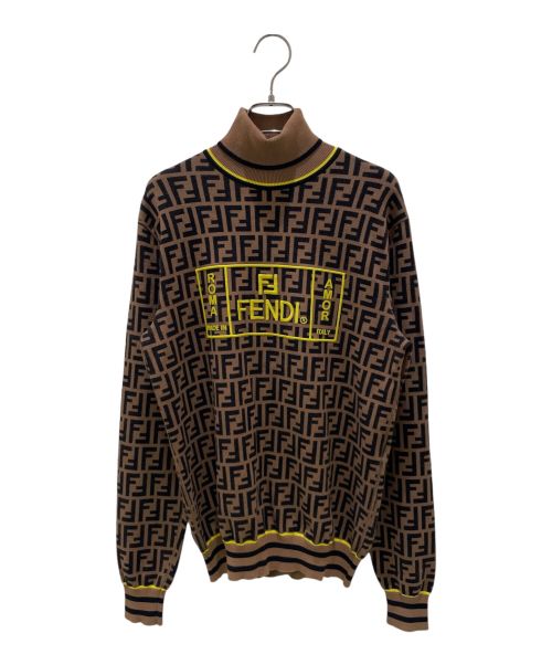 FENDI（フェンディ）FENDI (フェンディ) ズッカ柄タートルネックニット ブラウン サイズ:46の古着・服飾アイテム