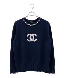 CHANEL（シャネル）の古着「ココマーク カシミヤ プルオーバーニット」｜ネイビー