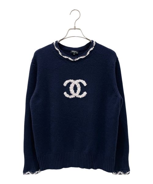 CHANEL（シャネル）CHANEL (シャネル) ココマーク カシミヤ プルオーバーニット ネイビー サイズ:42の古着・服飾アイテム