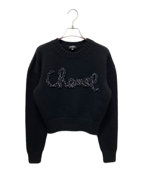 CHANEL（シャネル）CHANEL (シャネル) ロゴニット ブラック サイズ:38の古着・服飾アイテム