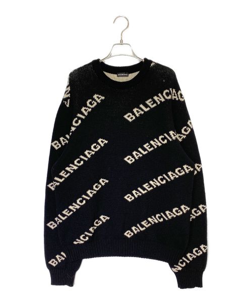 BALENCIAGA（バレンシアガ）BALENCIAGA (バレンシアガ) オールオーバーロゴニット ブラック サイズ:Lの古着・服飾アイテム