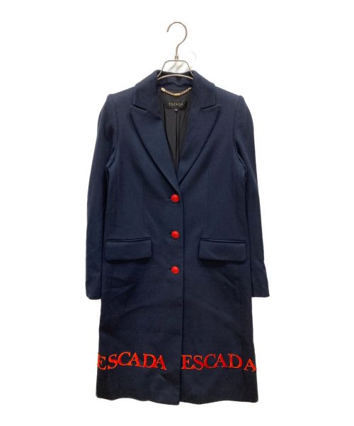 ESCADA（エスカーダ）ESCADA (エスカーダ) ロゴ 3B チェスター ロングコート  ネイビー サイズ:34の古着・服飾アイテム