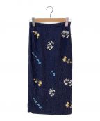 N°21ヌメロヴェントゥーノ）の古着「レースフラワー刺繍スカート」｜ネイビー