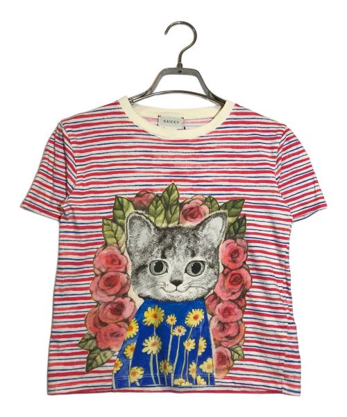 GUCCI（グッチ）GUCCI (グッチ) Yuko Higuchi (ユウコ ヒグチ) ボーダーTシャツ レッド サイズ:8の古着・服飾アイテム