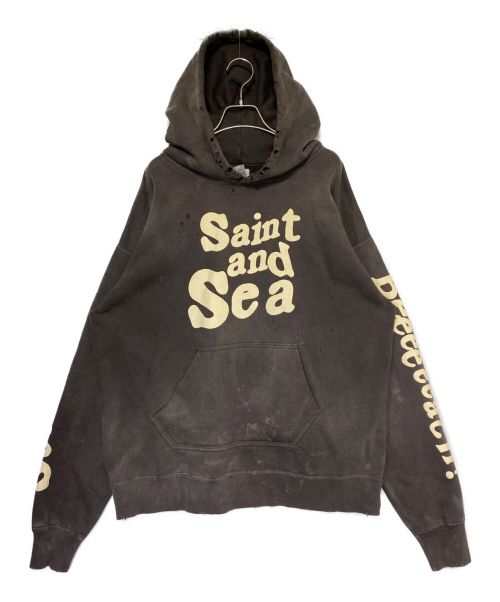 SAINT MICHAEL（セントマイケル）SAINT MICHAEL (セントマイケル) WIND AND SEA (ウィンダンシー) HOODIE グレー×ホワイト サイズ:XLの古着・服飾アイテム