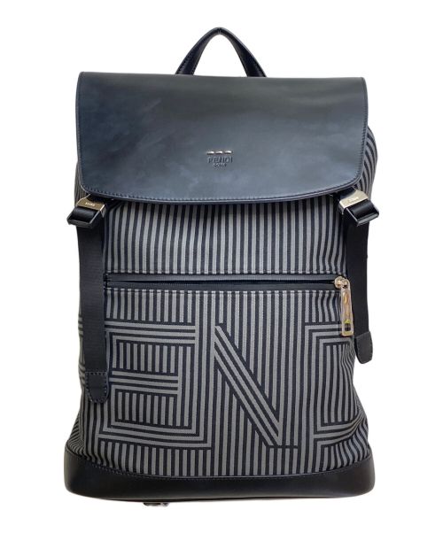 FENDI（フェンディ）FENDI (フェンディ) Logo Design Backpack (ロゴデザインバックパック) グレー×ブラック サイズ:-の古着・服飾アイテム