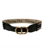 Christian Diorクリスチャン ディオール）の古着「CDバックルキャンバスベルト」｜ブラック×ネイビー