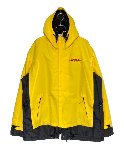 VETEMENTS（ヴェトモン）VETEMENTS (ヴェトモン) DHL (ディーエイチエル) Oversized Logo-Print Cotton-Blend Canvas And Shell Jacket イエロー×ブラック サイズ:XSの古着・服飾アイテム