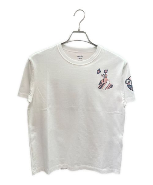 HERMES（エルメス）HERMES (エルメス) カルトゥッシュ Tシャツ ホワイト サイズ:34の古着・服飾アイテム
