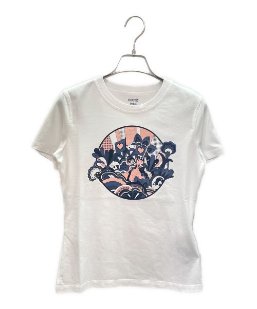 HERMES（エルメス）HERMES (エルメス) カルトゥッシュ Tシャツ ホワイト サイズ:36の古着・服飾アイテム