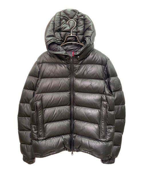 MONCLER（モンクレール）MONCLER (モンクレール) GEBROULAZ/ラムレザー ダウンジャケット ブラック サイズ:3の古着・服飾アイテム