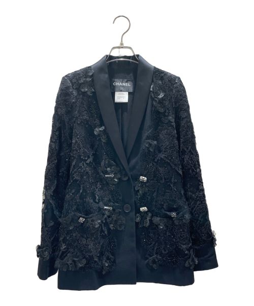 CHANEL（シャネル）CHANEL (シャネル) レーステーラードジャケット ブラック サイズ:36の古着・服飾アイテム