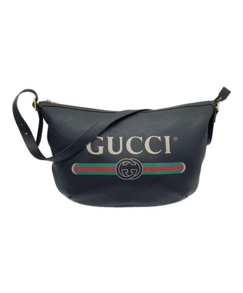 GUCCI（グッチ）GUCCI (グッチ) ハーフムーン ホーボー ショルダーバッグ ブラックの古着・服飾アイテム