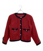 CHANELシャネル）の古着「Collarless Wool Jacket（カラーレスウールジャケット）」｜レッド