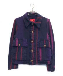 Y's Red Label（ワイズレッドレーベル）の古着「ストライプ ウールジャケット」｜パープル