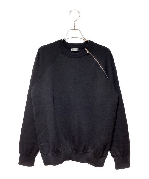 Dior（ディオール）Dior (ディオール) Zip design crew neck knit(ジップデザインクルーネックニット) ブラック サイズ:Mの古着・服飾アイテム