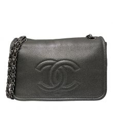 CHANEL（シャネル）の古着「シングルフラップダブルチェーンショルダーバッグ」｜グレー