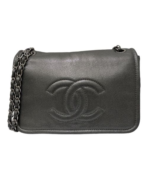 CHANEL（シャネル）CHANEL (シャネル) シングルフラップダブルチェーンショルダーバッグ グレーの古着・服飾アイテム