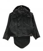 Y'sワイズ）の古着「ジャケット COTTON SATIN+COTTON WOOL LIGHT SERGE PILOT JACKET（コットン サテン＋コットン ウール ライト サージ パイロット ジャケット）」｜ブラック