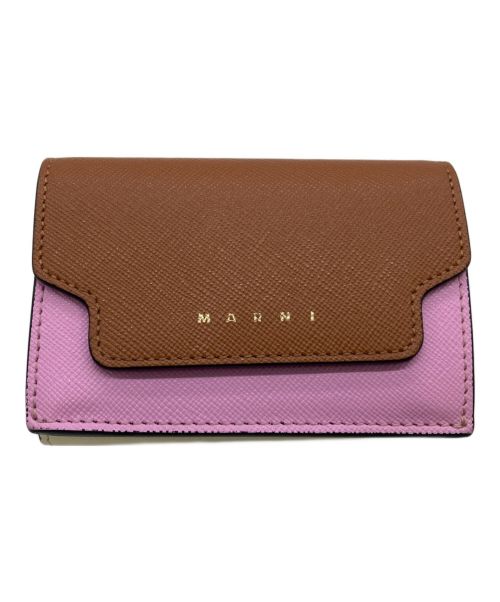 MARNI（マルニ）MARNI (マルニ) 3つ折り財布 ブラウンピンクアイボリーの古着・服飾アイテム