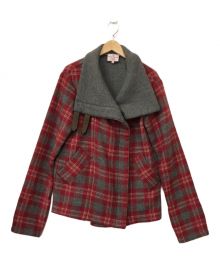 Vivienne Westwood RED LABEL（ヴィヴィアンウエストウッドレッドレーベル）の古着「ウールジップジャケット」｜レッド×グレー