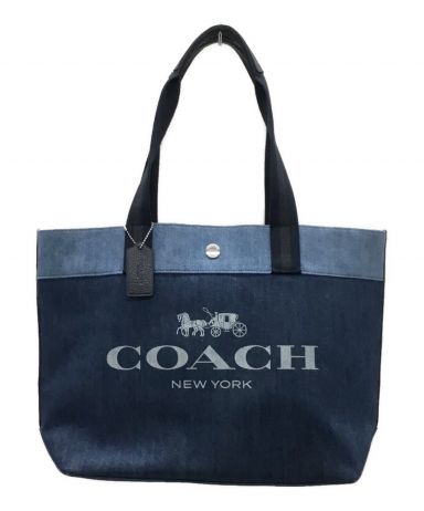 中古 格安買取 一度使用のみ。☆セール COACH ネイビー トートバッグ