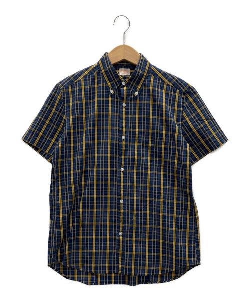 BEAMS（ビームス）BEAMS (ビームス) 半袖シャツ ネイビー×イエロー サイズ:Sの古着・服飾アイテム