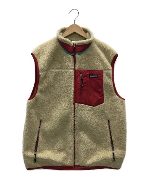 Patagonia（パタゴニア）Patagonia (パタゴニア) フリースベスト ホワイト×レッド サイズ:Lの古着・服飾アイテム