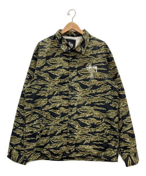 stussy（ステューシー）stussy (ステューシー) コーチジャケット カーキ×ブラック サイズ:XLの古着・服飾アイテム