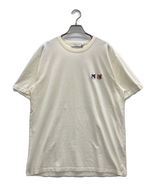 maison kitsune（メゾンキツネ）maison kitsune (メゾンキツネ) ダブル フォックスヘッド ロゴ Tシャツ ホワイト サイズ:XL 未使用品の古着・服飾アイテム