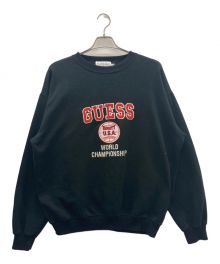 GUESS（ゲス）の古着「裏起毛ロゴスウェット」｜ブラック