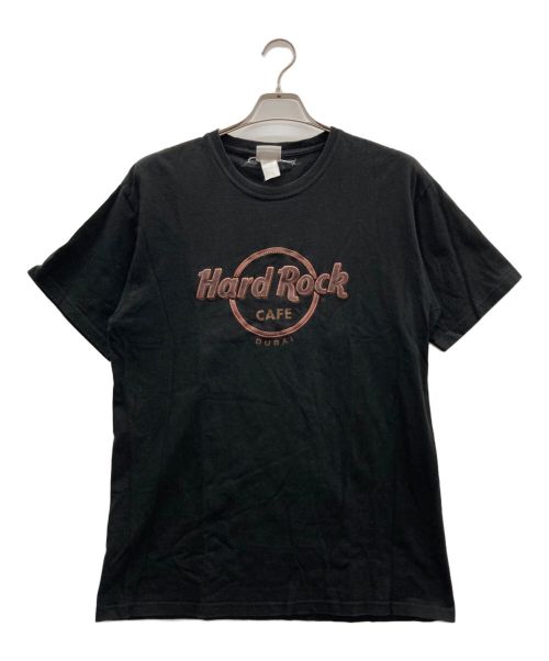 Hard Rock cafe（ハードロックカフェ）Hard Rock cafe (ハードロックカフェ) レザー刺繍調Tシャツ ブラック×ブラウン サイズ:不明の古着・服飾アイテム