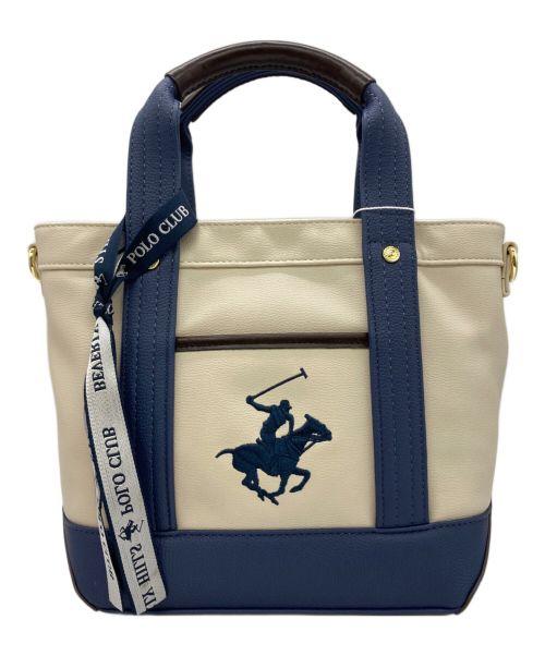 BEVERLY HILLS POLO CLUB（ビバリーヒルズポロクラブ）BEVERLY HILLS POLO CLUB (ビバリーヒルズポロクラブ) PUトートバッグ アイボリー×ブルー 未使用品の古着・服飾アイテム