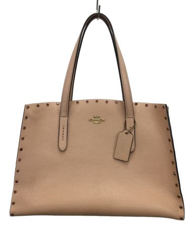 【中古・古着通販】COACH (コーチ) レザートートバッグ ピンク