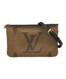 LOUIS VUITTON（ルイ ヴィトン）の古着「ポシェット・ドゥーブルジップ」｜ブラウン×ベージュ