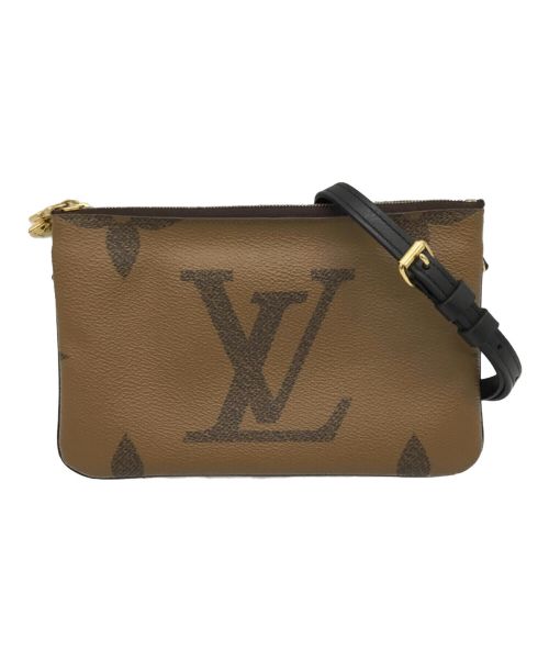 LOUIS VUITTON（ルイ ヴィトン）LOUIS VUITTON (ルイ ヴィトン) ポシェット・ドゥーブルジップ ブラウン×ベージュの古着・服飾アイテム