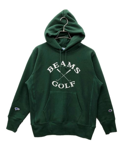 Champion REVERSE WEAVE（チャンピオン リバースウィーブ）Champion REVERSE WEAVE (チャンピオンリバースウィーブ) BEAMS GOLF (ビームスゴルフ) プルオーバーパーカー グリーン サイズ:Mの古着・服飾アイテム