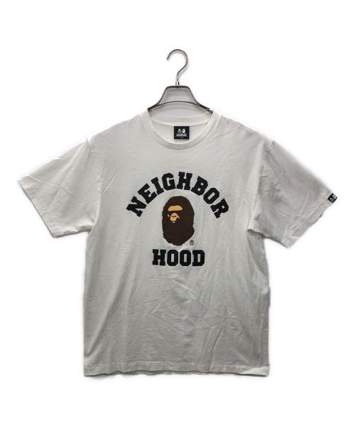 A BATHING APE ×NEIGHBORHOOD（アベイシングエイプ×ネイバーフッド）A BATHING APE ×NEIGHBORHOOD (アベイシングエイプ×ネイバーフッド) プリントTシャツ ホワイト サイズ:Lの古着・服飾アイテム