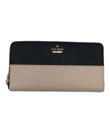 Kate Spade（ケイトスペード）の古着「ラウンドファスナー長財布」｜ブラック×ベージュ