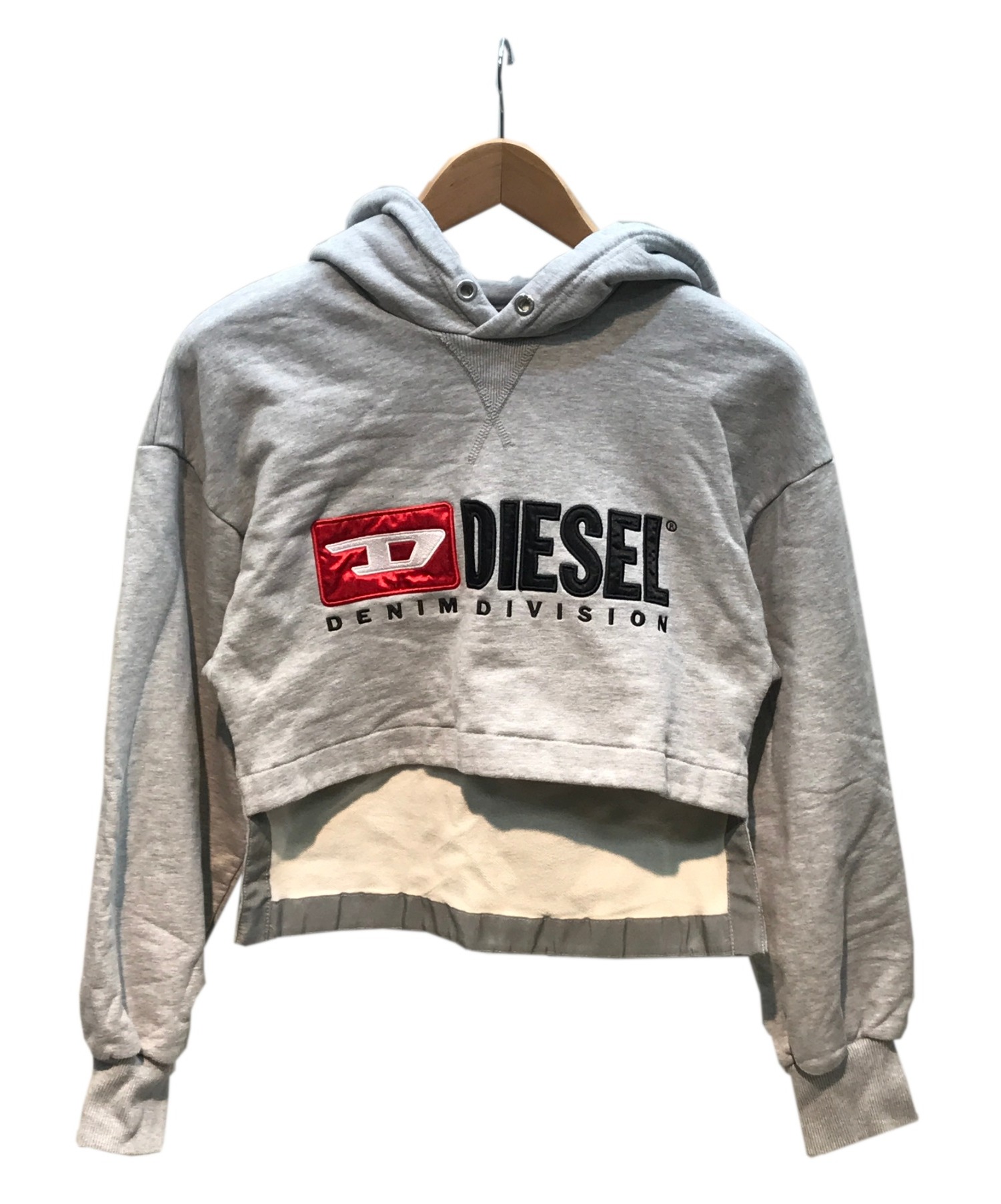 DIESEL (ディーゼル) ショート丈プルオーバーパーカー グレー サイズ:S 秋冬春物