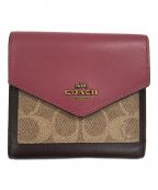 COACHコーチ）の古着「3つ折り財布」｜ピンク×ブラウン