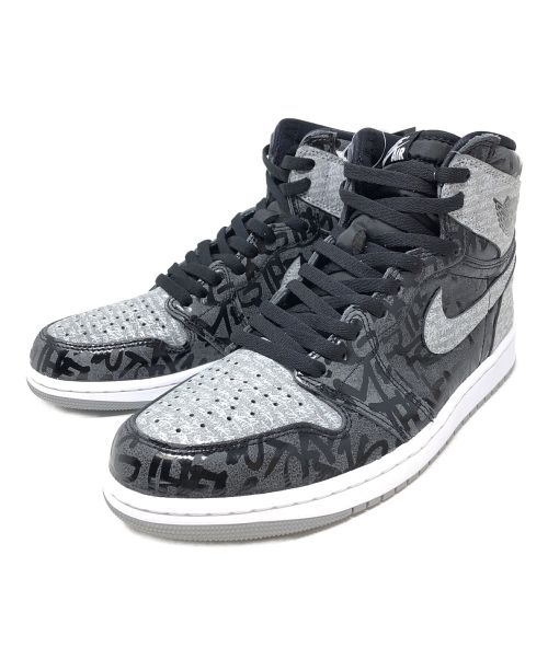 NIKE（ナイキ）NIKE (ナイキ) スニーカー AIR JORDAN 1 RETRO HIGH OG（エア ジョーダン 1 レトロ ハイ オリジナル） ブラック×グレー サイズ:28 未使用品の古着・服飾アイテム